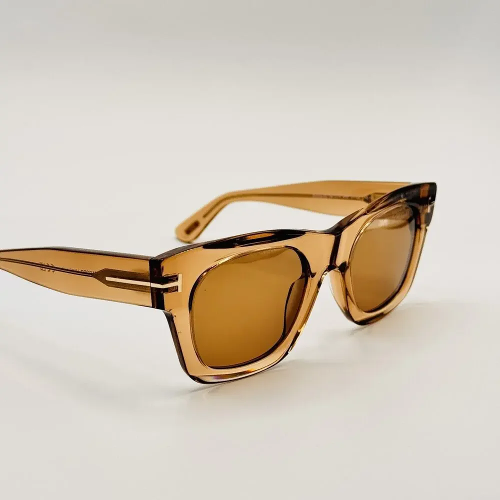 Tom Ford EMMA TF1314 45E Sunglasses Women Shiny Light Brown Frame Brown Lens NEW